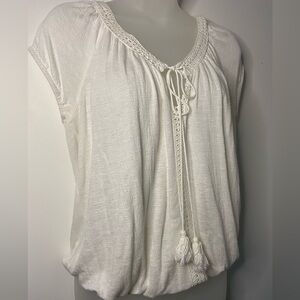 Max Studio Crochet Trim Bubble Hem Blouse Size Small